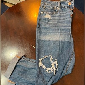 NWOT American Eagle Tomgirl patchwork jeans 8 SHORT